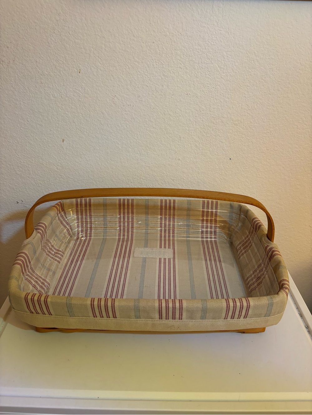 Vintage 2002 Longaberger Back Porch Basket w/ Fabric Liner & Plastic Protector